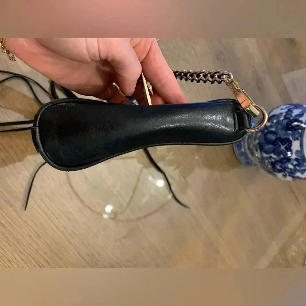 Rebecca Minkoff Black Leather Crossbody Bag with Zipper Detail - Picture 7 of 10